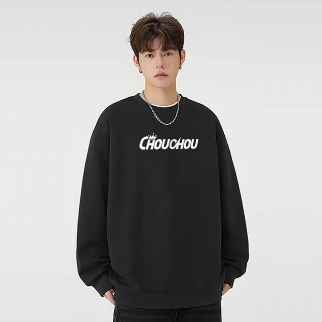 周同学 周杰伦 嘻哈街头美式复古腰果花字母宽松百搭休闲纯色学院风套头落肩圆领卫衣 男女同款