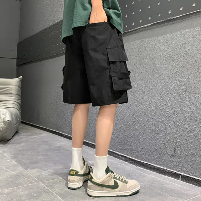 周同学 周杰伦 美式高街简约港风中性百搭舒适通勤个性重水洗宽松透气日常通勤学院风潮流时尚高级感痞帅复古工装短裤 男女同款