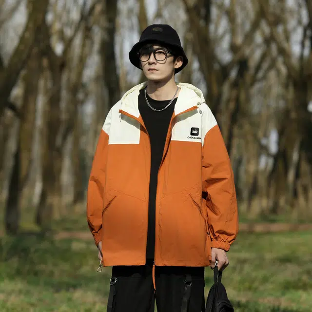 周同学 防紫外线简约拼色凉感科技吸湿排汗薄款透气户外运动训练跑步开衫休闲宽松防晒服 男女同款