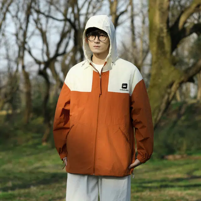 周同学 防紫外线简约拼色凉感科技吸湿排汗薄款透气户外运动训练跑步开衫休闲宽松防晒服 男女同款