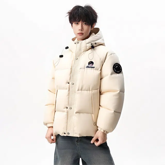 周同学 简约休闲宽松保暖连帽国潮户外运动防风时尚潮流舒适羽绒服 男女同款
