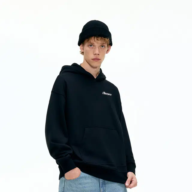 周同学 做旧复古印花图案潮流时尚宽松百搭休闲舒适连帽卫衣 男女同款