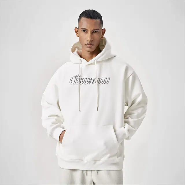 周同学 周杰伦 美式嘻哈复古街头腰果花字母宽松通勤百搭学院风休闲运动舒适亲肤纯色落肩套头连帽卫衣 男女同款