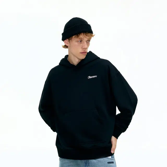 周同学 做旧复古印花图案潮流时尚宽松百搭休闲舒适连帽卫衣 男女同款