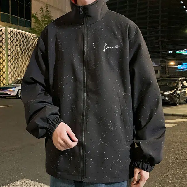 红蜻蜓 美式复古满天星双面穿设计感纯色简约高街防风无性别主义学院风户外通勤宽松休闲飞行员棒球服 夹克外套 男女同款