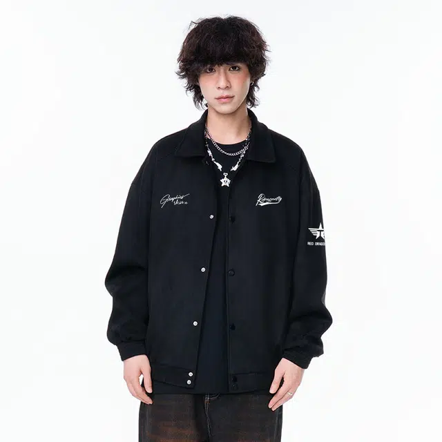 红蜻蜓 美式复古字母设计感休闲外套男春秋款拼接春季棒球服男款春装夹克 男女同款
