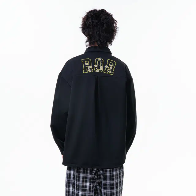 红蜻蜓 日系潮牌字母设计纯色条纹外套男高级感痞帅春季情侣夹克衫长袖衬衫 男女同款