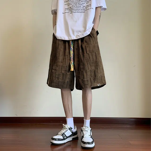 红蜻蜓 美式复古高街设计感经典舒适高级感宽松百搭日常通勤潮流时尚简约直筒休闲短裤 男女同款