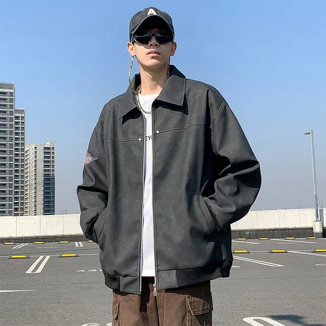 红蜻蜓 美式复古街头风徽章数字字母印花宽松百搭舒适防风保暖休闲棒球服外套夹克 男女同款