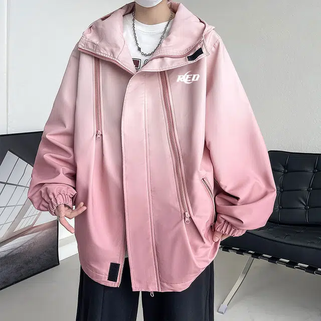 红蜻蜓 潮牌机能风户外运动防水防风多口袋渐变时尚百搭经典连帽夹克外套 男女同款