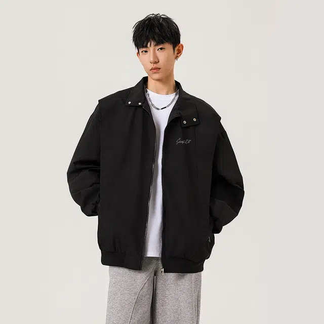 红蜻蜓 美式高街潮流复古字母设计感休闲春秋款棒球服外套夹克 男女同款