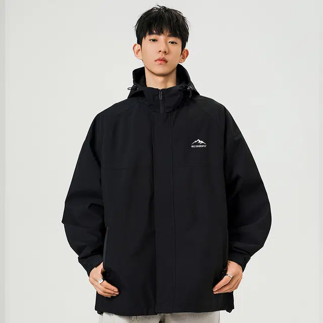 红蜻蜓 美式复古潮牌数字字母印花宽松百搭舒适防风保暖休闲棒球服连帽外套夹克 男女同款