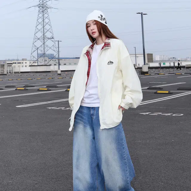 红蜻蜓 美式高街复古设计感格纹拼色经典翻领高级舒适宽松休闲百搭日常通勤潮流时尚简约直筒防晒服 男女同款