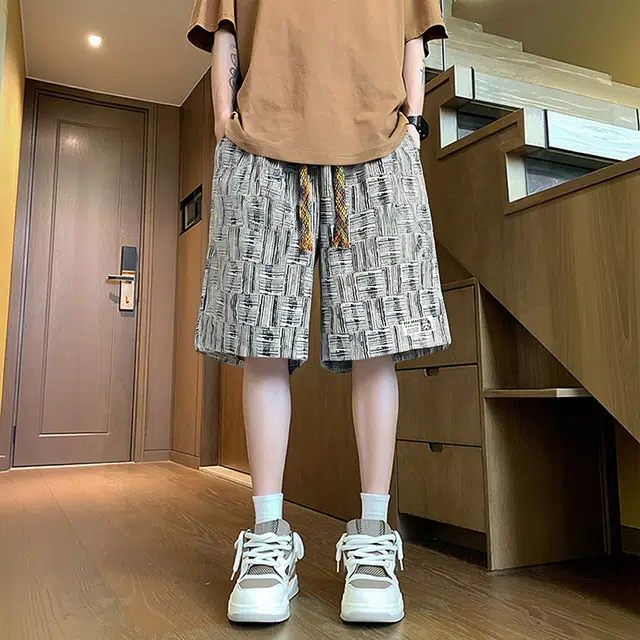 红蜻蜓 美式复古高街设计感经典舒适高级感宽松百搭日常通勤潮流时尚简约直筒系带休闲短裤 男女同款