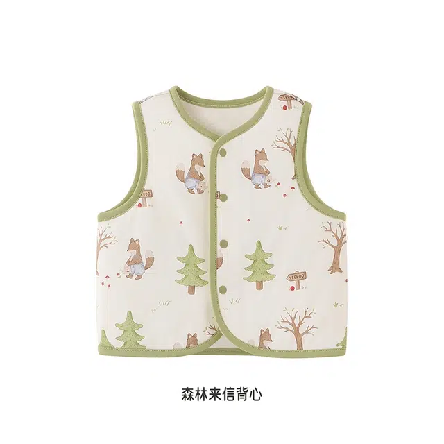 英氏马甲 夹棉保暖打底外穿坎肩纯棉秋冬款 儿童款