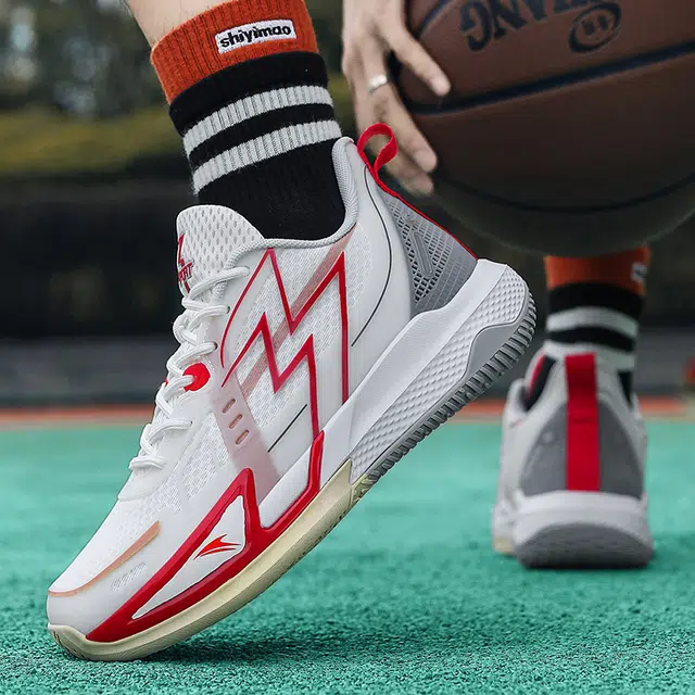 金莱克 时尚舒适百搭经典 减震增高 中帮 篮球鞋 男女同款 白红