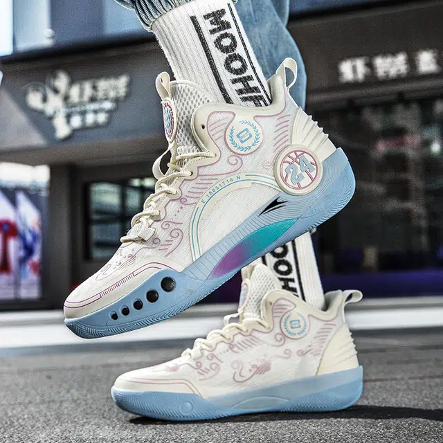 金莱克 时尚舒适 减震增高 高帮 篮球鞋 男女同款 米色