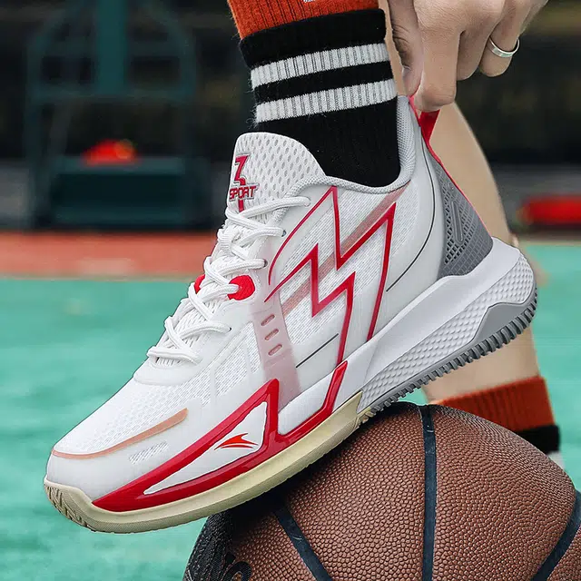 金莱克 时尚舒适百搭经典 减震增高 中帮 篮球鞋 男女同款 白红