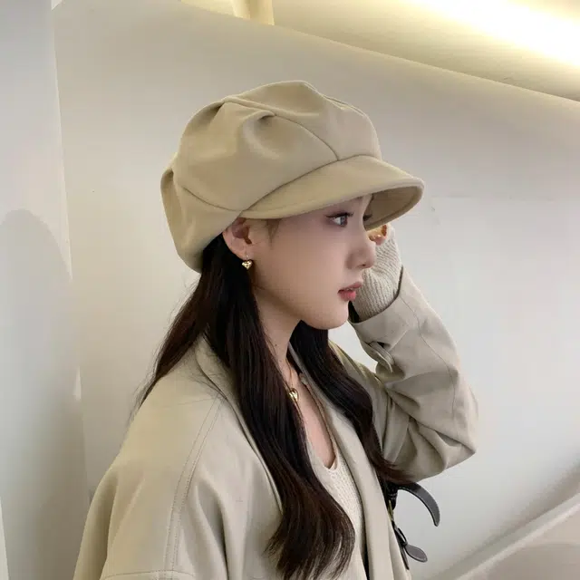 啄木鸟 四用设计美拉德日系褶皱八角帽大头围显脸小云朵帽文艺画家帽报童帽前进鸭舌帽 聚酯纤维 贝雷帽 女款