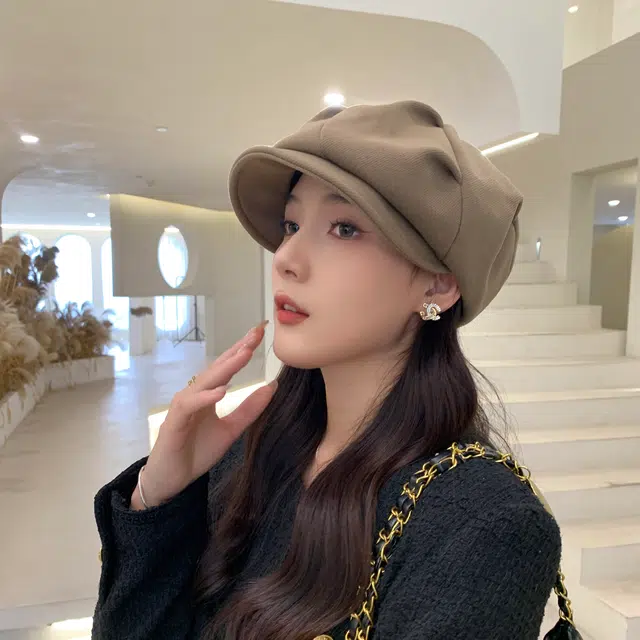 啄木鸟 四用设计美拉德日系褶皱八角帽大头围显脸小云朵帽文艺画家帽报童帽前进鸭舌帽 聚酯纤维 贝雷帽 女款