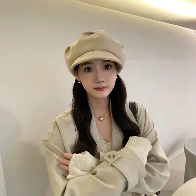 啄木鸟 四用设计美拉德日系褶皱八角帽大头围显脸小云朵帽文艺画家帽报童帽前进鸭舌帽 聚酯纤维 贝雷帽 女款