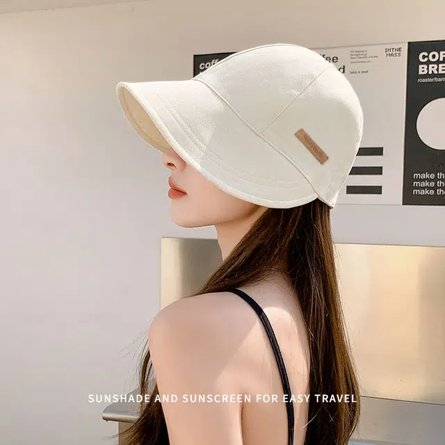 啄木鸟 大头围显脸小防晒帽子春夏季防紫外线遮阳帽 棉涤 渔夫帽 女款 素颜遮脸太阳帽
