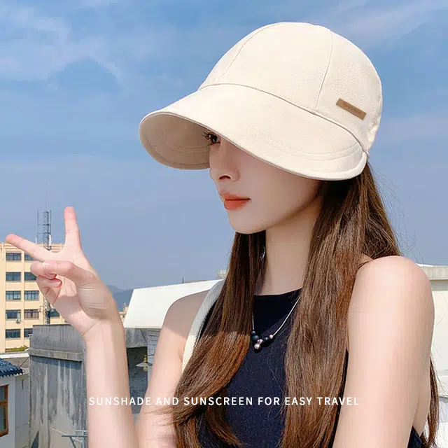 啄木鸟 大头围显脸小防晒帽子春夏季防紫外线遮阳帽 棉涤 渔夫帽 女款 素颜遮脸太阳帽