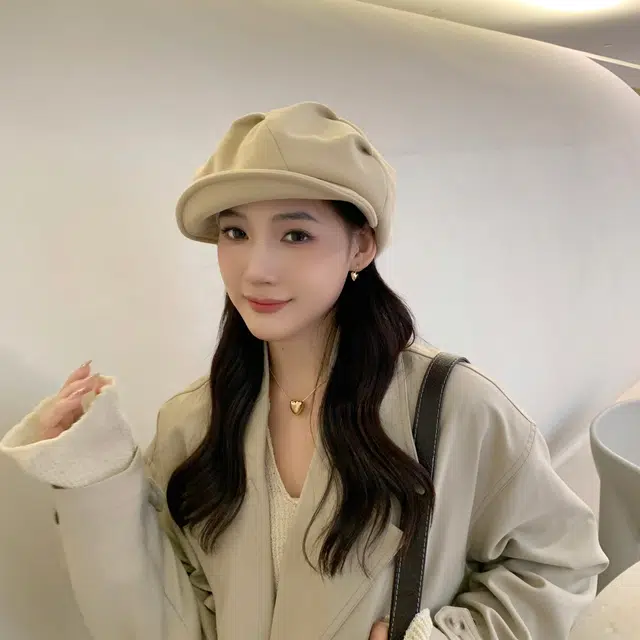 啄木鸟 四用设计美拉德日系褶皱八角帽大头围显脸小云朵帽文艺画家帽报童帽前进鸭舌帽 聚酯纤维 贝雷帽 女款