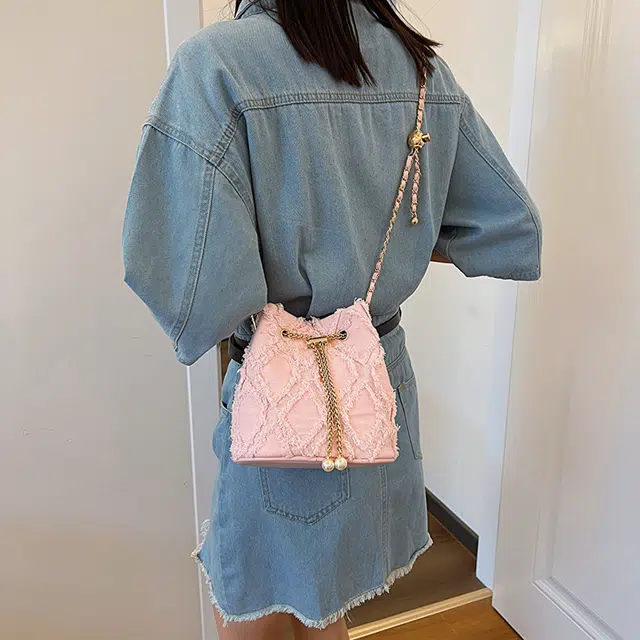 菲姿卓尔 小众设计时尚 布 单肩包 女款 粉色/米白色/深蓝色/浅蓝色