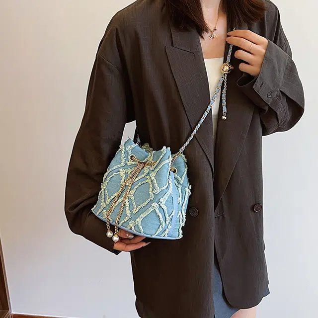 菲姿卓尔 小众设计时尚 布 单肩包 女款 粉色/米白色/深蓝色/浅蓝色