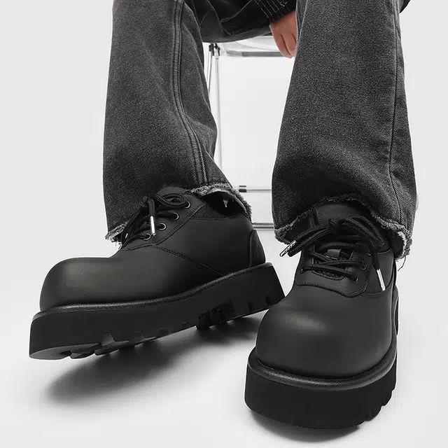 超纤皮 复古英伦风舒适百搭厚底 男士休闲 男款 黑色