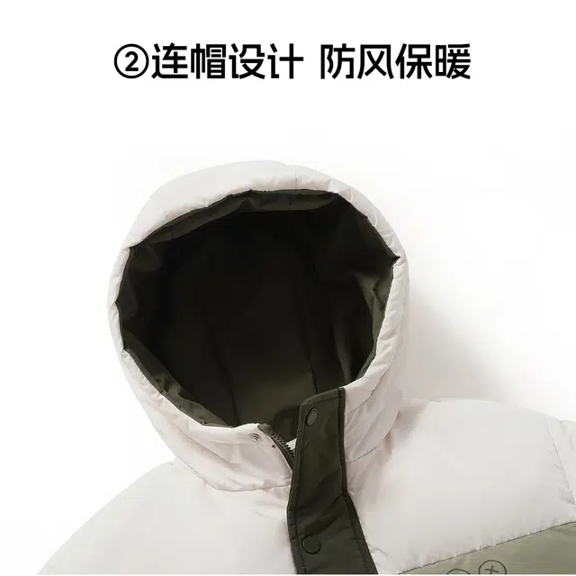 青蛙王子 时尚拼色拉链连帽保暖长袖羽绒服 中小童