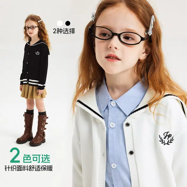 青蛙王子 宽松舒适条纹纯色百搭毛衣 儿童款