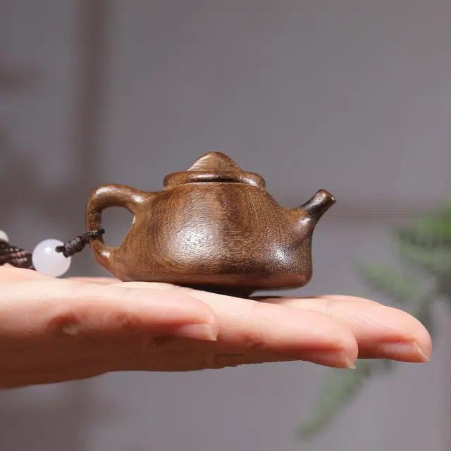 灵晔 国潮新中式复古轻奢高级感文玩石瓢壶居家茶宠茶桌摆件八方来财招财纳福财源广进盘玩#好运 楠木 把件 男女同款情侣款