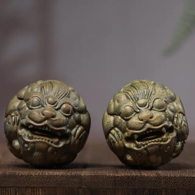 灵晔 新中式国潮复古文艺风轻奢高级随身携带茶宠盘玩文玩【貔貅】手球招财纳福财源广进万事如意 #好运 绿檀 把件 男女同款情侣款