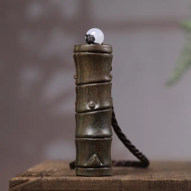 灵晔 新中式国潮复古文艺风轻奢高级随身携带茶宠盘玩文玩【竹节鸣蝉】招财纳福财源广进万事如意 #好运 檀木 挂件 男女同款情侣款