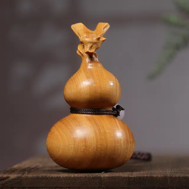 灵晔 行大运国潮新中式小众轻奢上岸盘玩文玩随身携带茶桌茶宠招财纳福八方来财葫芦居家办公好运连连 崖柏 把件 男女同款情侣款