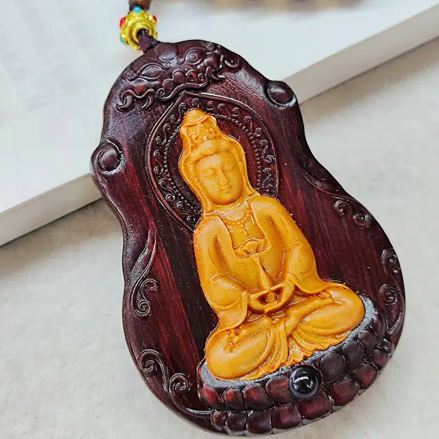 灵晔 新中式国潮文艺复古文艺风高级感轻奢小众百搭转运招财纳福平安喜乐财源广进八方来财 血檀 项链 男女同款情侣款