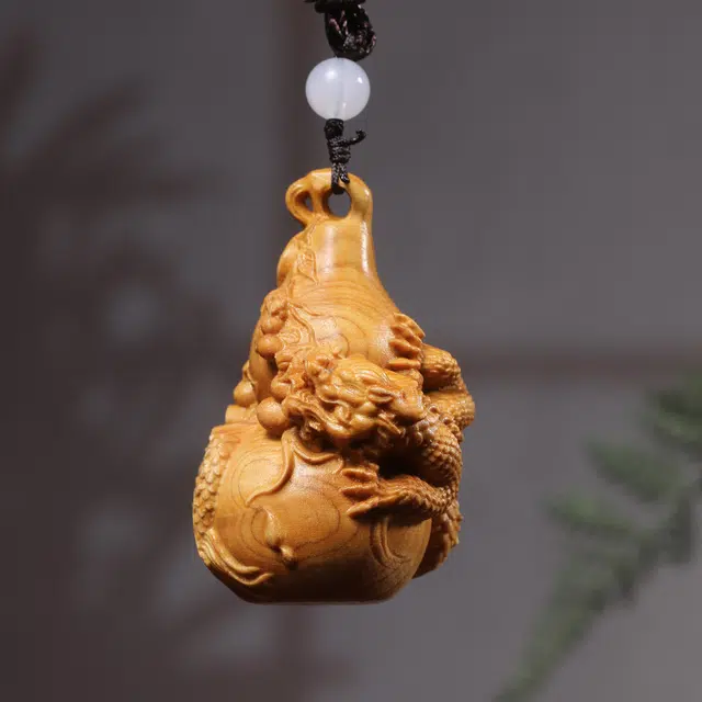 灵晔 新中式国潮复古文艺风轻奢高级随身携带茶宠盘玩文玩盘龙葫芦手球招财纳福财源广进万事如意好运 檀木 手把件 男女同款情侣款