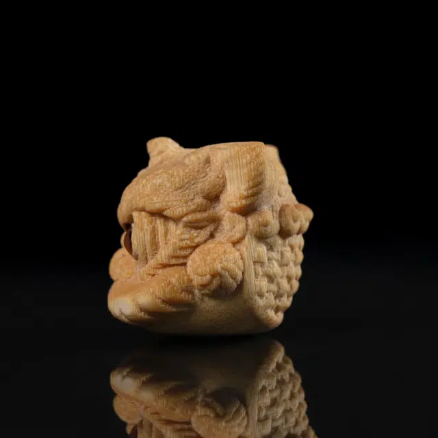 灵晔 国朝新中式文玩精工雕刻招财醒狮居家车载摆件茶宠好运莲莲万事顺遂招财纳福平安喜乐#好运 竹木 把件 男女同款情侣款