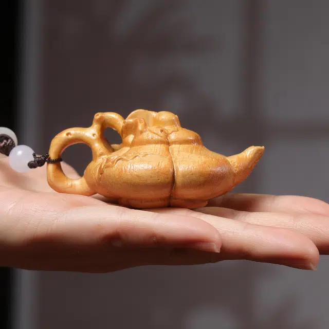 灵晔 国潮新中式麻将把把壶文玩茶桌高级轻奢感满满随身盘玩平安喜乐诸事顺遂雕刻上岸好运 崖柏 把件 男女同款情侣款