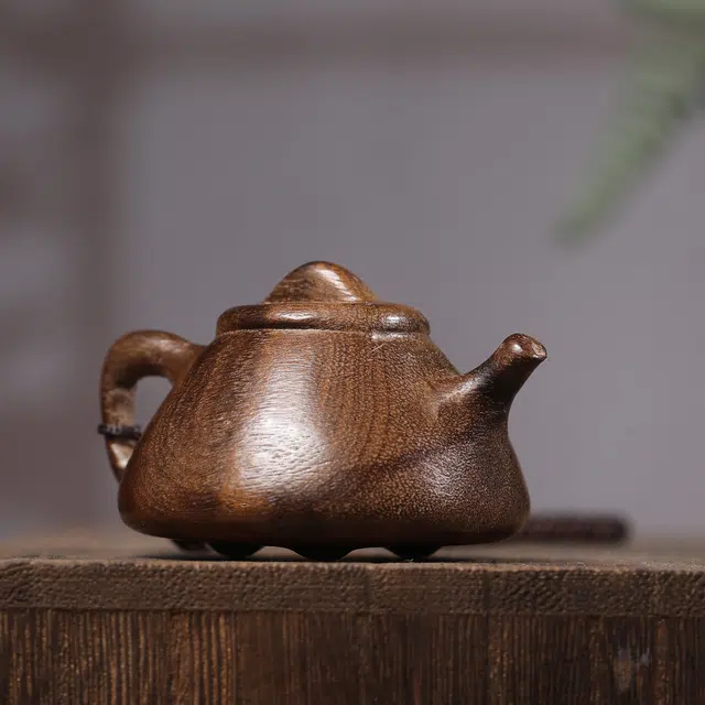 灵晔 国潮新中式复古轻奢高级感文玩石瓢壶居家茶宠茶桌摆件八方来财招财纳福财源广进盘玩#好运 楠木 把件 男女同款情侣款