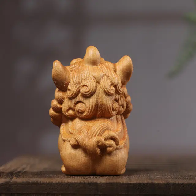 灵晔 新中式国潮复古风醒狮文玩茶桌居家摆件随身盘玩高级轻奢平安上岸八方来财#好运连连 崖柏 把件 男女同款情侣款