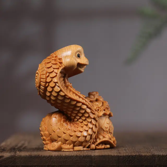 灵晔 新中式国潮复古文艺风轻奢高级感茶宠居家摆件文玩随身盘玩聚财福蛇招财纳福财源广进 #好运 崖柏 把件 男女同款情侣款