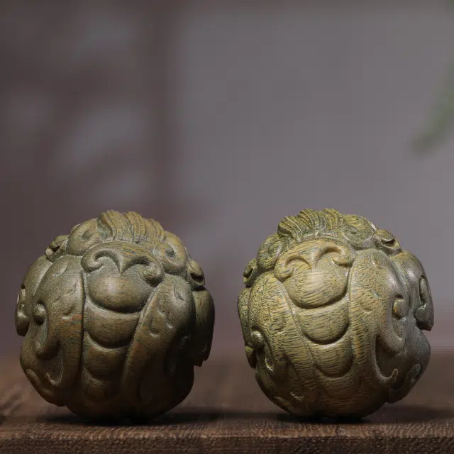 灵晔 新中式国潮复古文艺风轻奢高级随身携带茶宠盘玩文玩【貔貅】手球招财纳福财源广进万事如意 #好运 绿檀 把件 男女同款情侣款