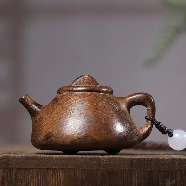 灵晔 国潮新中式复古轻奢高级感文玩石瓢壶居家茶宠茶桌摆件八方来财招财纳福财源广进盘玩#好运 楠木 把件 男女同款情侣款