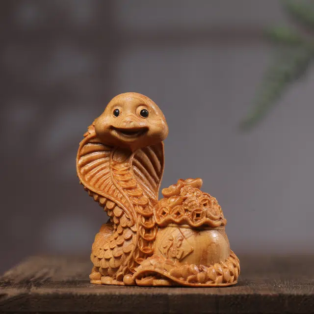 灵晔 新中式国潮复古文艺风轻奢高级感茶宠居家摆件文玩随身盘玩聚财福蛇招财纳福财源广进 #好运 崖柏 把件 男女同款情侣款