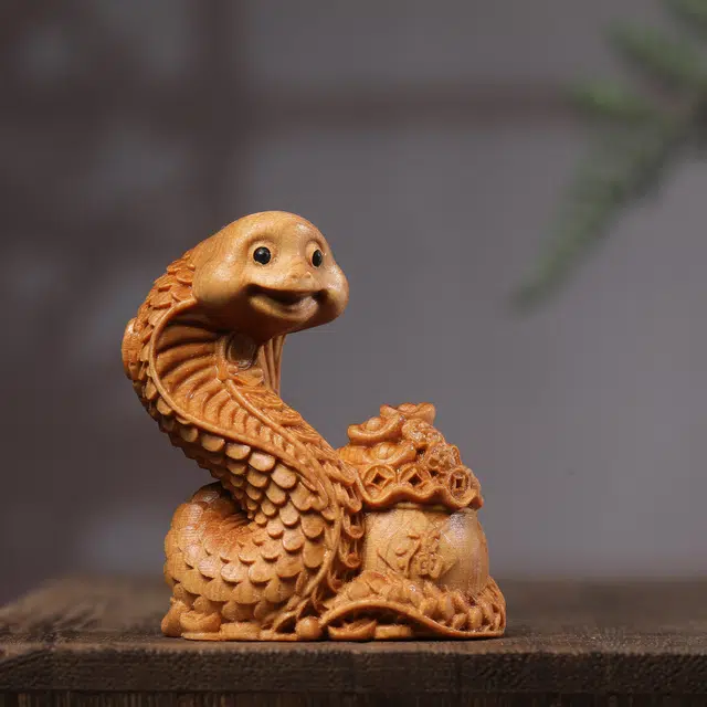 灵晔 新中式国潮复古文艺风轻奢高级感茶宠居家摆件文玩随身盘玩聚财福蛇招财纳福财源广进 #好运 崖柏 把件 男女同款情侣款