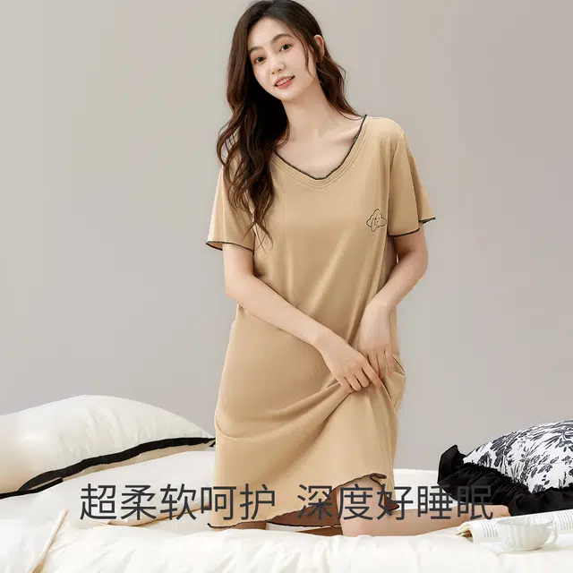 欧迪芬 女夏季薄款透气睡衣女士可外穿睡裙 女款