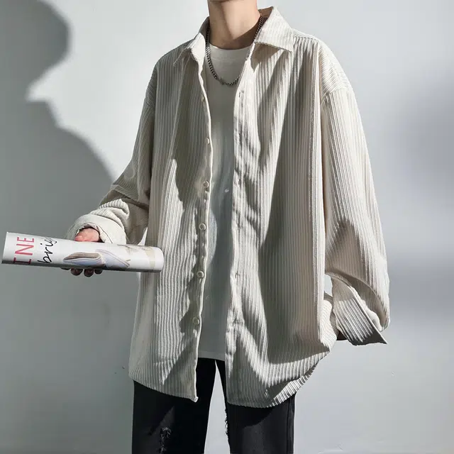 啄木鸟 美式复古外套纯色重磅宽松垂坠感休闲古巴领休闲长袖衬衫 男女同款